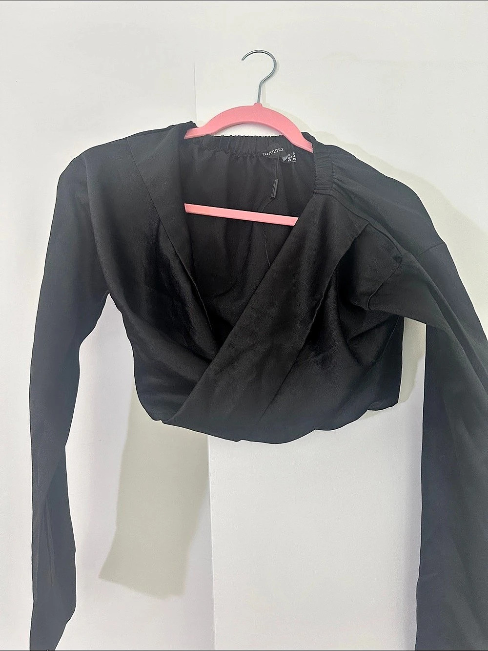 PrettyLittleThing Black Wrap Blouse